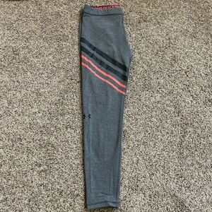 Under Armour Gray Leggings with Orange and Black Stripes